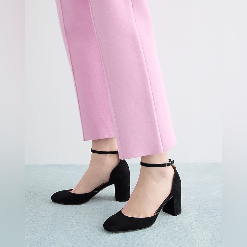 [J. Crew] Maisie Ankle-Strap Black Heels in Italian Suede Women’s Size 8